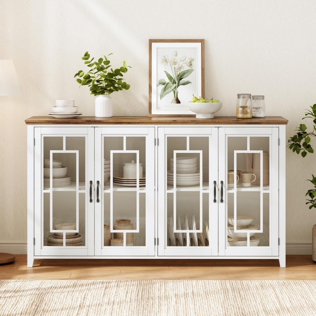 Buffet aux lignes contemporain gris clair