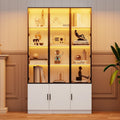 Vitrine marron avec eclairage LED 6 portes