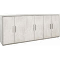 Buffet gris clair, six portes, fabrication bois, finition soignee