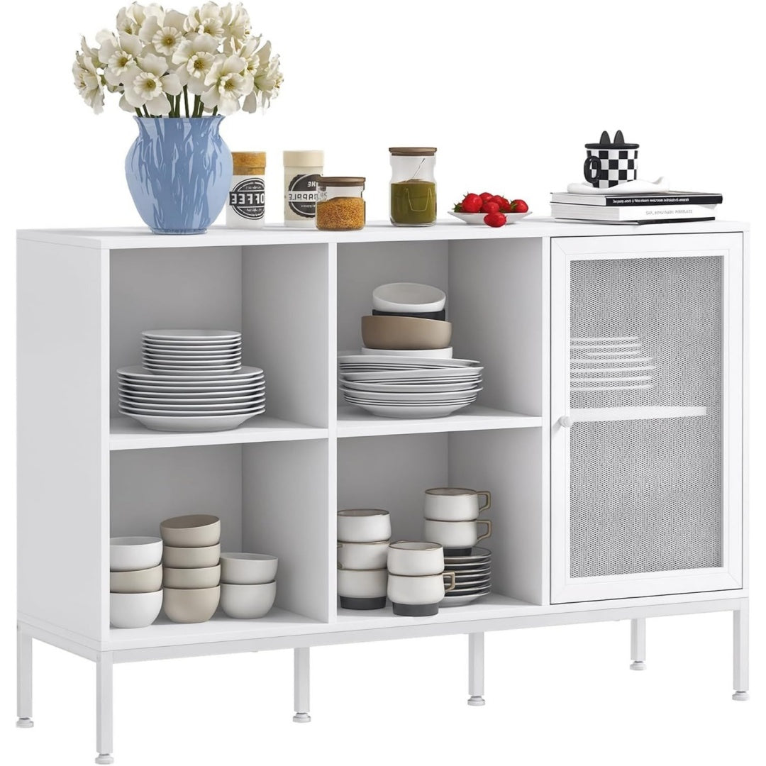 120 x 37 x 81.5 cm, buffet gris en bois style scandinave