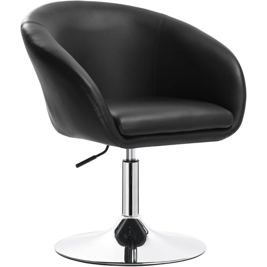 Tabouret de coiffeuse design industriel noir en simili-cuir