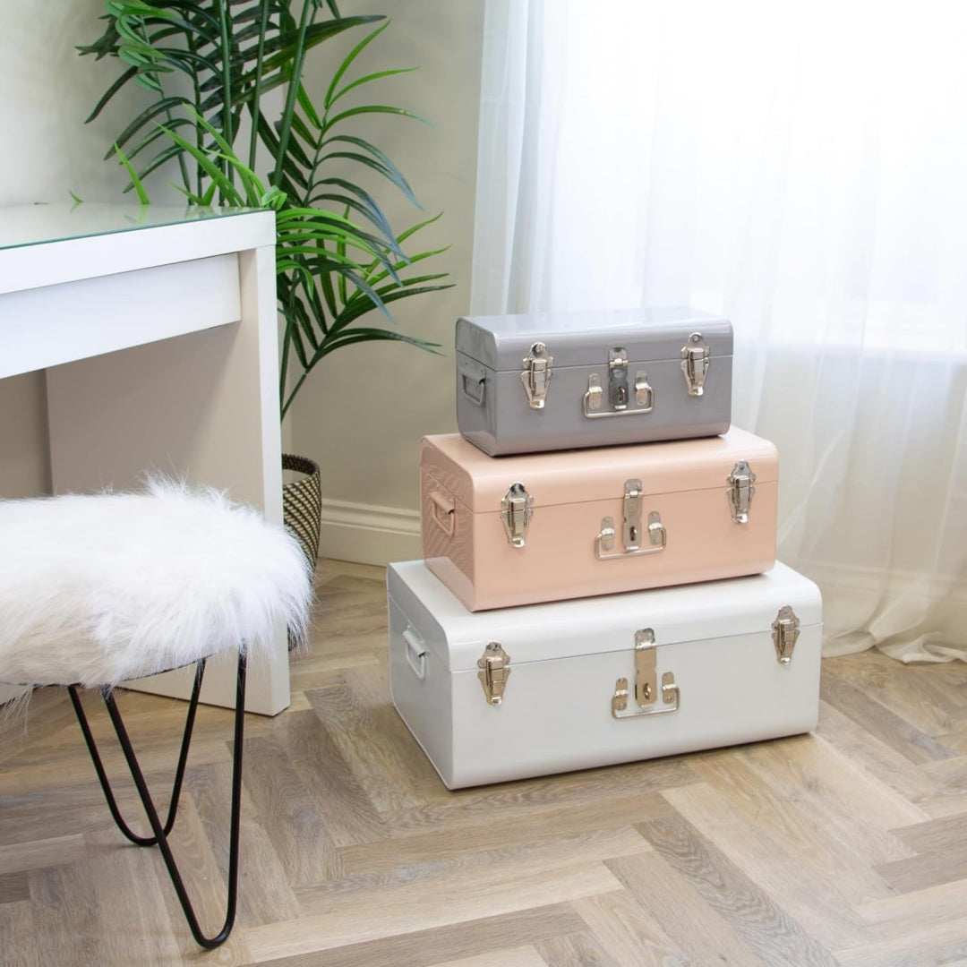 Joli coffre de rangement gris
