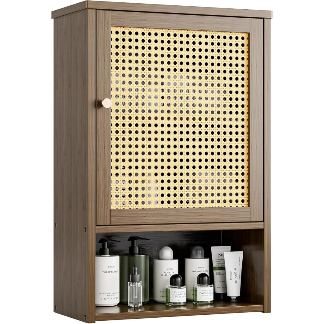 Armoire finition noyer 4 niches marron etageres reglables