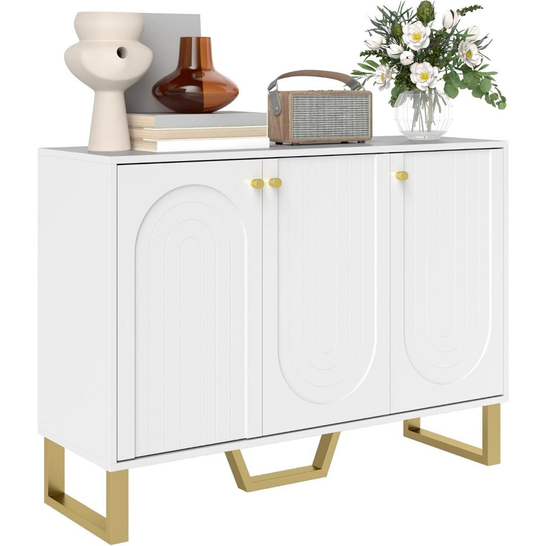 Buffet gris clair 106 cm, de rangement compact