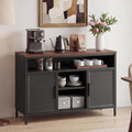 Style, meuble bas sur pied gris fonce en bois