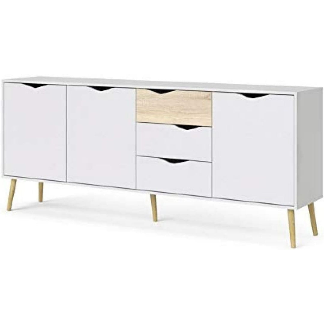 Malin, bahut gris clair en bois