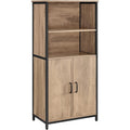 Credence marron 2 etageres de rangement, acier esprit fermier