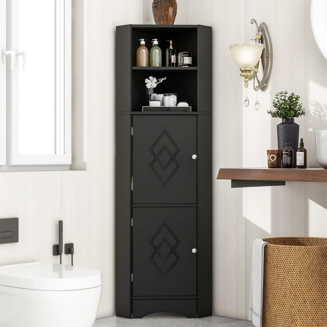 Colonne haute gris bois ingenierie 36 cm, rangement design moderne