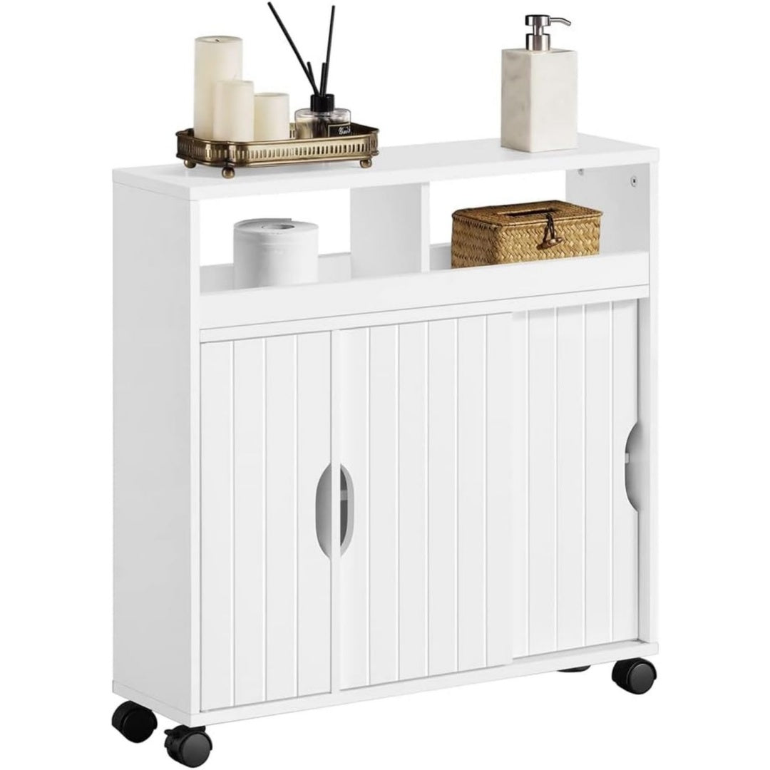 Meuble de rangement gris clair compact avec roulettes 69.5 x 20 x 71.5 cm