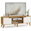 Meuble TV gris clair acier 147 cm, rangement finition rustique