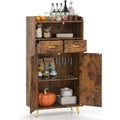 Meuble de rangement marron design moderne, enfilade a 2 portes 2 tiroirs