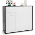 Buffet gris clair compact etageres reglables 88 x 40 x 80 cm
