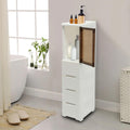 Meuble colonne de rangement teinte gris, en bois, capacite optimale