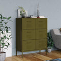 Armoire 6 tiroirs gris structure en acier pour le salon