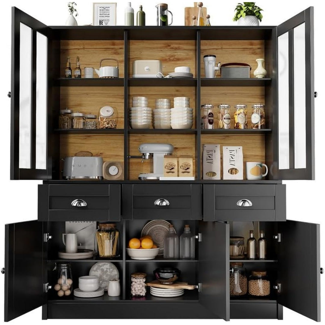 Buffet de style vintage noir 140 x 38.5 x 175 cm