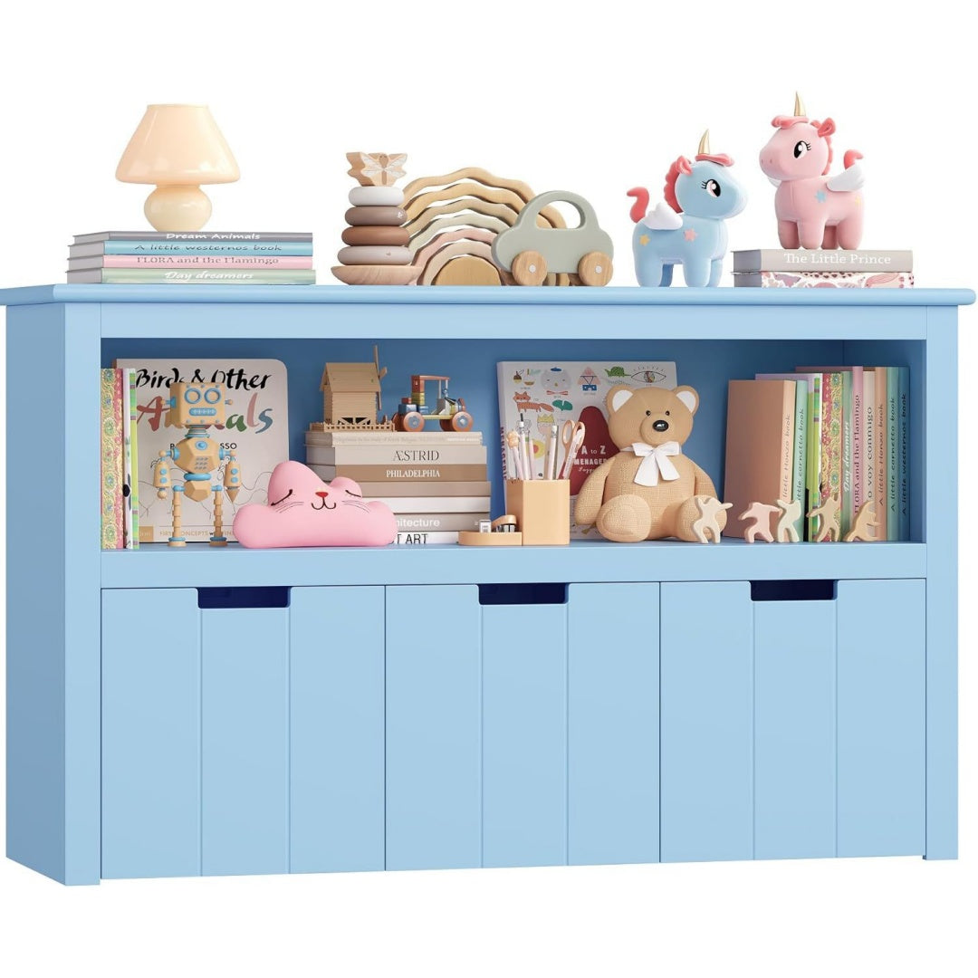 Meuble de rangement bleu clair materiau durable 102 cm, rangement design moderne