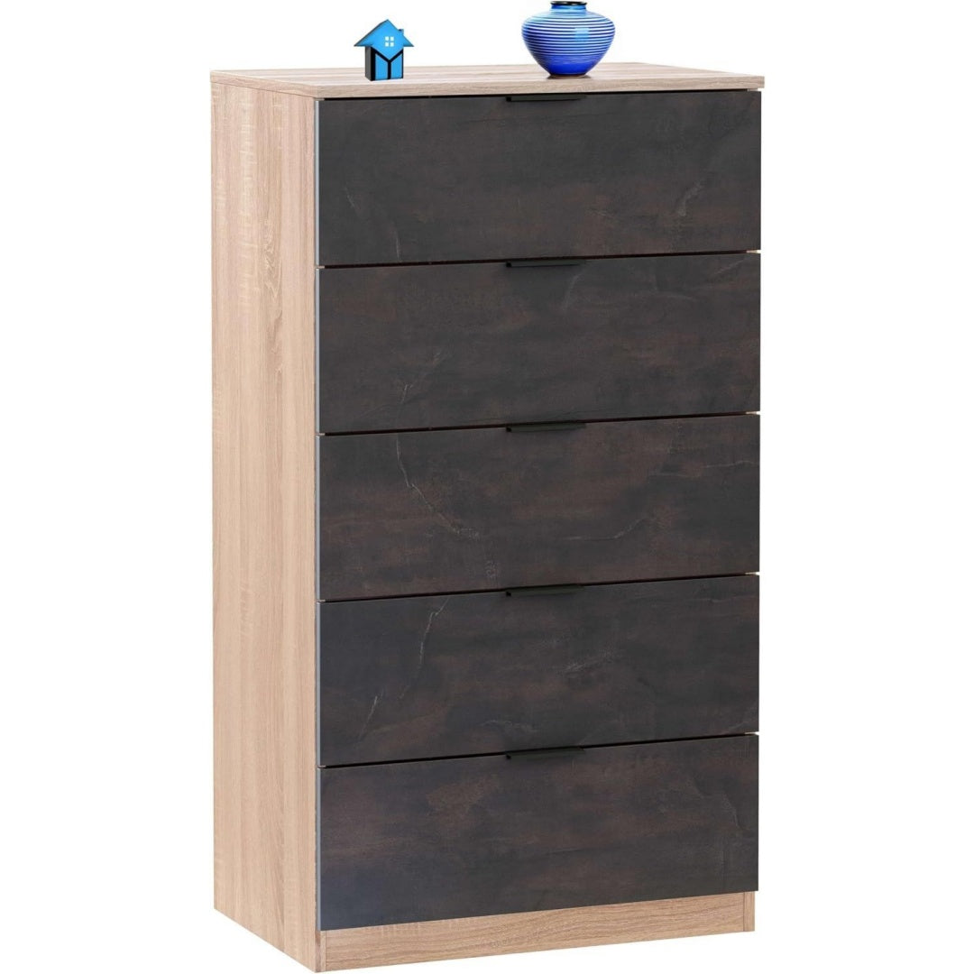 Chiffonnier gris fonce en bois