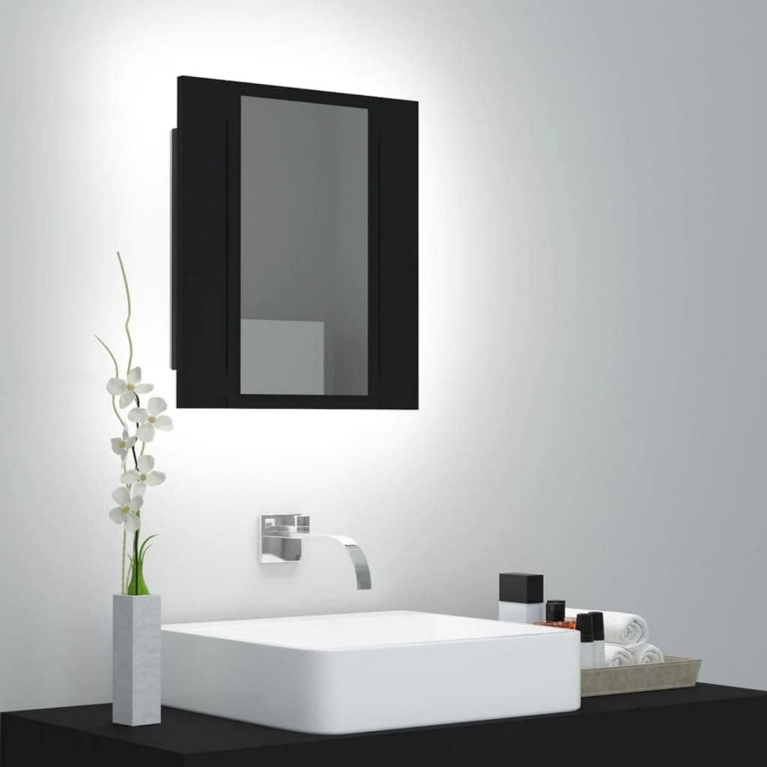 Modele, miroir armoire gris clair en panneau de particules eclairage LED