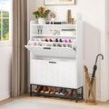 Armoire a chaussures en bois, couleur gris clair