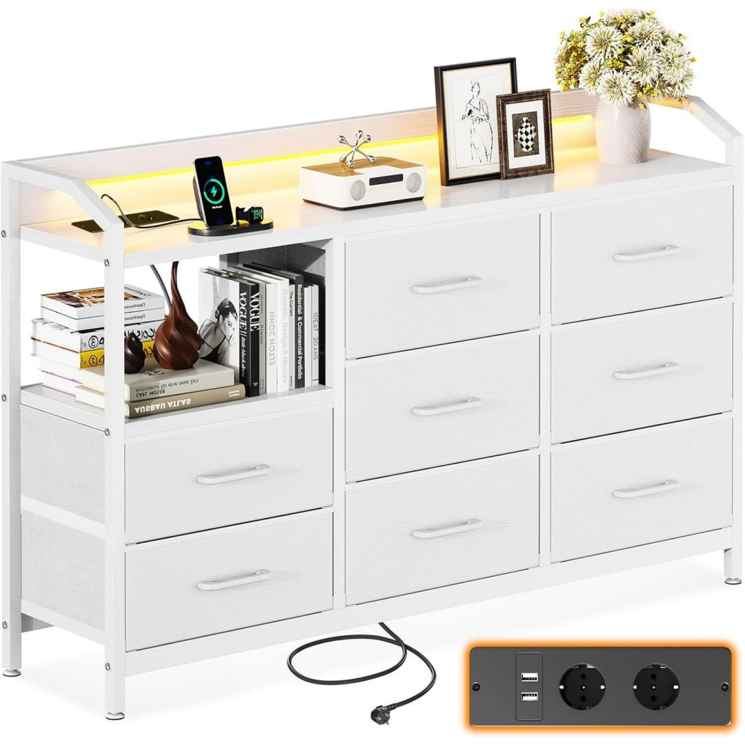 Armoire de rangement gris clair finition tissu